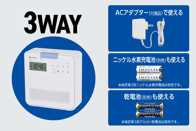 ACでも、充電池でも、乾電池でも使える3WAY電源